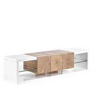 Szafki RTV - Beliani Szafka Rtv Biały Z Jasnym Drewnem Fulerton - miniaturka - grafika 1