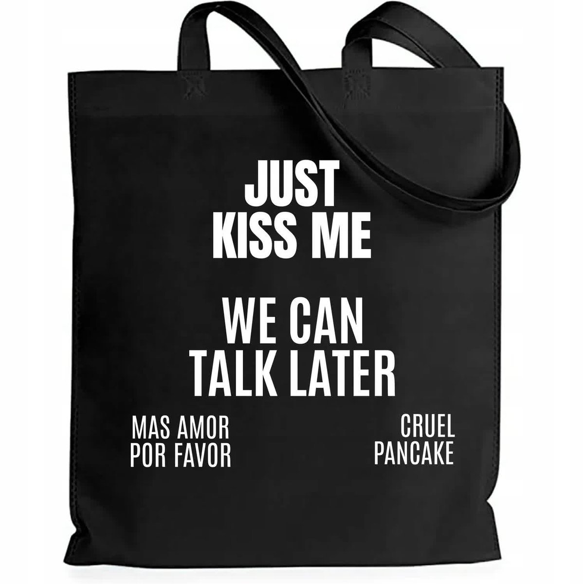 Torba EKO Czarna Bawełniana JUST KISS ME Shopper Młodzieżowy Mix Wzorów