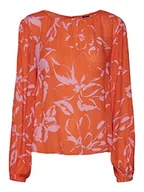 Koszulki i topy damskie - VERO MODA Women's VMPOLLIANA LS WVN Top, Scarlet Ibis/AOP: Polliana, M, Scarlet Ibis/Aop: polliana, M - miniaturka - grafika 1