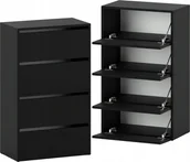 Szafki na buty - STIV Möbel Szafka na buty Stojak na buty z 4 uchylnymi klapami na ok. 12 par butów 60 x 100 x 36 cm Komoda na buty czarna matowa - miniaturka - grafika 1