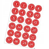 Ozdoby bożonarodzeniowe - NAKLEJKI ŚWIĄTECZNE KALENDARZ ADWENTOWY okrągłe 07 - miniaturka - grafika 1