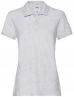 Koszulki i topy damskie - Bawełniana Koszulka Polo FRUIT OF THE LOOM PREMIUM Damska 63030 SZARY S - miniaturka - grafika 1