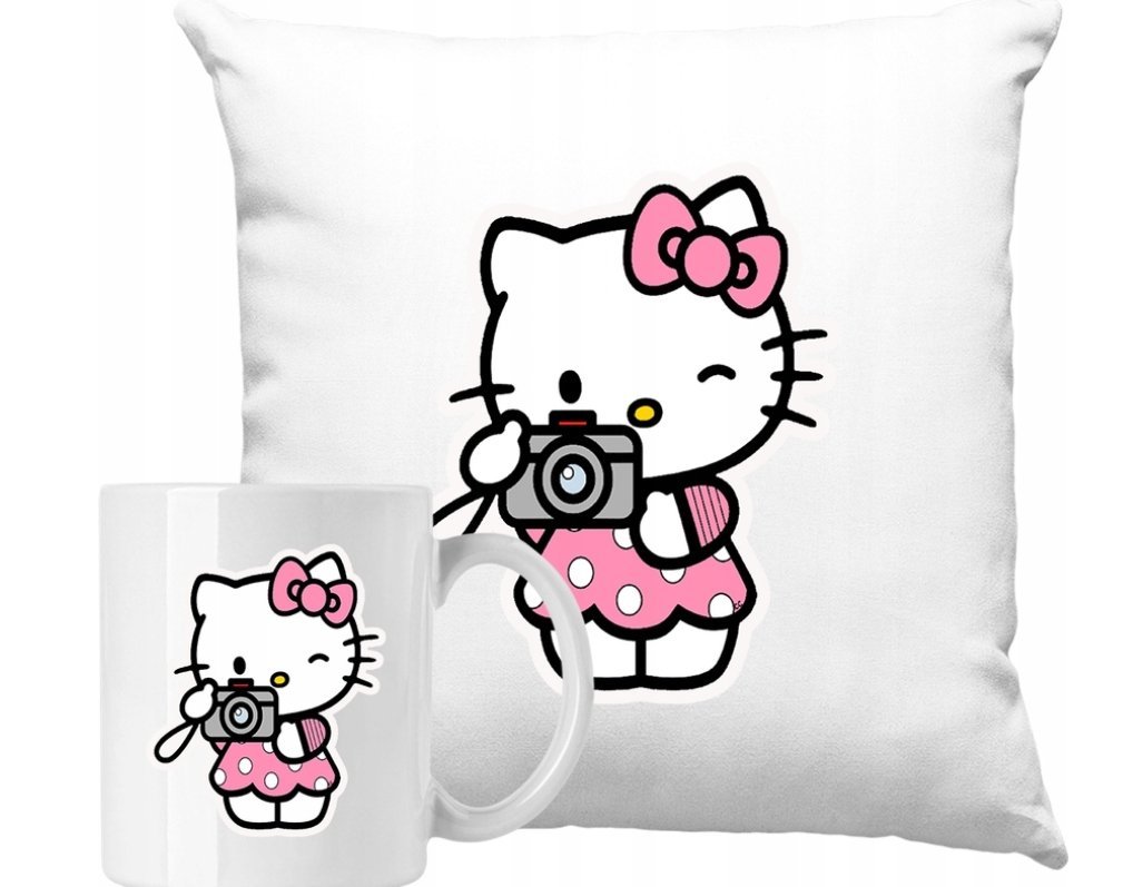 ZESTAW PODUSZKA + KUBEK Hello Kitty Kot Kotek Cat Pomysł Na Prezent #2