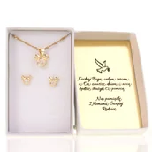 Zestawy biżuterii dla kobiet - Srebrny Komplet Naszyjnik i Kolczyki Komunia Chrzest Grawer - miniaturka - grafika 1