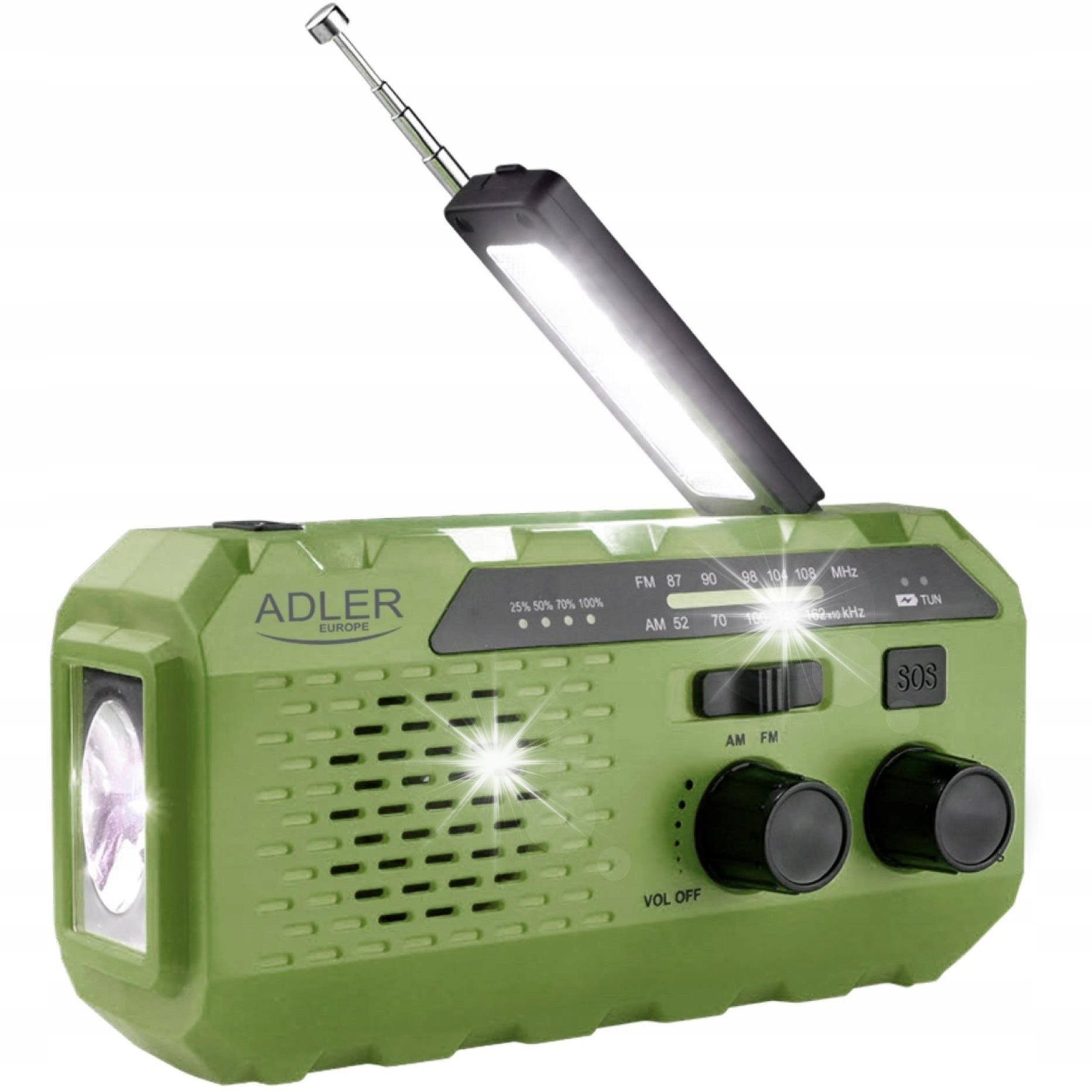 Adler Radio przenośne Solarne Korbka Awaryjne Powerbank