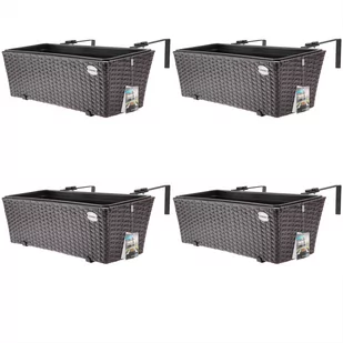 Zestaw 4 Skrzynek Balkonowych Donice Rattan 11l Brązowe - Donice - miniaturka - grafika 1