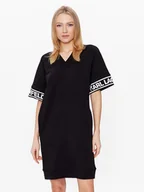 Sukienki - KARL LAGERFELD Sukienka dzianinowa Logo 225W1356 Czarny Relaxed Fit - miniaturka - grafika 1