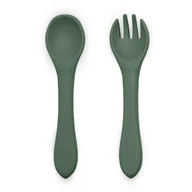 Sztućce dla dzieci - Petite&Mars Take&Match Silicone Cutlery sztućce Misty Green 6 m+ 2 szt. - miniaturka - grafika 1