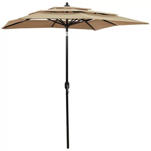 vidaXL Lumarko 3-poziomowy parasol na aluminiowym słupku, kolor taupe, 2x2 m! 313847 - Parasole ogrodowe - miniaturka - grafika 1