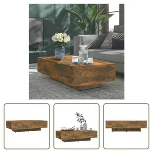 The Living Store stolik kawowy dąb wędzony 100x49,5x31 cm materiał drewnopochodny - Ławy i stoliki kawowe - miniaturka - grafika 1