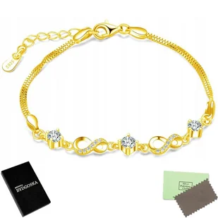 Bransoletka Damska Złota Nieskończoność Srebro 925 - Bransoletki Bransoletka Damska Złota Nieskończoność Srebro 925 - Bransoletki - miniaturka - grafika 1