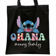 Torby i wózki na zakupy - Torba bawełniana czarna na zakupy Stitch Lilo i Stich Dla Fanów - miniaturka - grafika 1