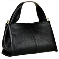 Torebki damskie - Modna skórzana torebka listonoszka czarna włoska - miniaturka - grafika 1