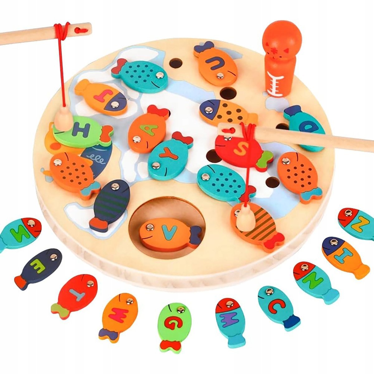 INTERAKTYWNA DREWNIANE ZABAWKI WĘDKARSKIE 30-PAK WCZESNOSZKOLNE DLA DZIECI