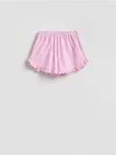 Spodenki damskie - Reserved - Bawełniane szorty z falbankami - różowy - miniaturka - grafika 1