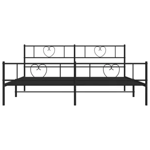 Metalowa rama łóżka z wezgłowiem i zanóżkiem, czarna, 180x200cm Lumarko! - Łóżka - miniaturka - grafika 4