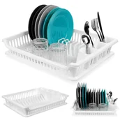 Suszarki do naczyń - Suszarka do naczyń na naczynia stojąca plastikowa biała 46x37x8.5cm ORION 150696 - miniaturka - grafika 1