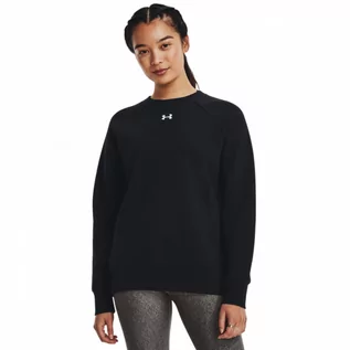 Bluzy sportowe damskie - Damska bluza dresowa nierozpinana bez kaptura Under Armour Rival Fleece Crew - czarna - UNDER ARMOUR - grafika 1