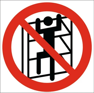 Tabliczka ZAKAZ WCHODZENIA NA REGAŁY 20x20cm PCV 1mm - Akcesoria BHP - miniaturka - grafika 1