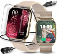Smartwatch - SMARTWATCH DAMSKI ZEGAREK ZŁOTY POLSKIE MENU ROZMOWY CIŚNIENIE PULS SPORT - miniaturka - grafika 1