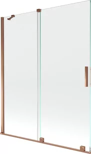 Mexen Velar parawan nawannowy 2-skrzydłowy przesuwny 140 x 150 cm, transparent, różowe złoto - 896-140-000-01-60 - Parawany nawannowe - miniaturka - grafika 1