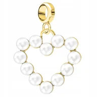 Bransoletki - Charms Złoty Serce z Białymi Perłami Białe Perły Serduszko SREBRO 925 - miniaturka - grafika 1