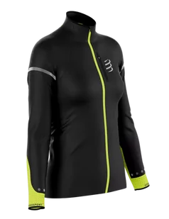 COMPRESSPORT Kurtka biegowa damska HURRICANE WINDPROOF JACKET FLASH black/fluo yellow - Kurtki i kamizelki sportowe damskie - miniaturka - grafika 3