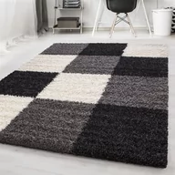 Dywany - Dywan Shaggy Life kwadraty czarno-kremowy 80 cm x 150 cm - miniaturka - grafika 1