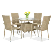 Meble ogrodowe - Zestaw ogrodowy technorattan FIESTA/LUGO 4+1 Beige - miniaturka - grafika 1