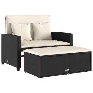 Sofa ogrodowa z poduszkami, 2-osobowa, czarna, polirattan Lumarko! - Sofy ogrodowe - miniaturka - grafika 3