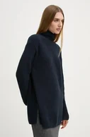 Swetry damskie - Marc O'Polo sweter bawełniany kolor granatowy z półgolfem 409605960475 - miniaturka - grafika 1