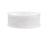 Gadżety dla niej i dla niego - Tasiemka szyfonowa, biała, 25 mm / 25 m, 1 szt. TSZB25-008 - miniaturka - grafika 1