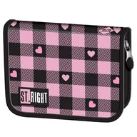 Piórniki - St. Right Piórnik Szkolny Dwuklapkowy Etui Na Przybory Szkolne Pink Checkered - miniaturka - grafika 1