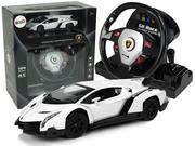 Zabawki zdalnie sterowane - Import LEANToys Auto Zdalnie Sterowane Lamborghini Veneno Biały 2,4 G Pilot Kierownica Dźwięk Światła LT-9743-0 - miniaturka - grafika 1