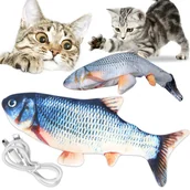 Zabawki dla kotów - RENEW FORCE SKACZĄCA INTERAKTYWNA ZABAWKA DLA KOTA RYBA ładowana USB PLUSZOWA DUŻA 28cm JUSTAFISH-100 - miniaturka - grafika 1