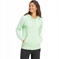 Bluzy damskie - Bluza damska adidas Essentials 3-Stripes Full-Zip Fleece jasnozielona IR607 - miniaturka - grafika 1