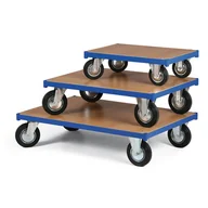 Wózki magazynowe - Platforma transportowa, 750 x 500 mm, nośność 200 kg, koła 125 mm z czarną gumą - miniaturka - grafika 1