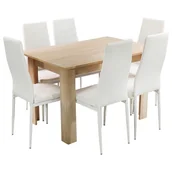 Stoły z krzesłami - Zestaw Stół Modern 120 Sonoma 6 Białych Krzeseł Nicea - miniaturka - grafika 1