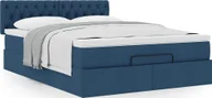 Łóżka - vidaXL vidaXL Rama łóżka otomana z materacem, niebieska, 140x200 cm, tkanina - miniaturka - grafika 1