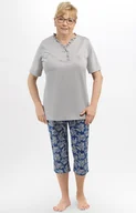Piżamy damskie - Bawełniana piżama damska Waleria I 215 02, Kolor szaro-granatowy, Rozmiar 2XL, MARTEL - Primodo.com - miniaturka - grafika 1