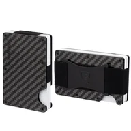 Etui na dokumenty i karty - Aluminiowe etui z gumką na karty zbliżeniowe RFID (Czarny, Karbon) - miniaturka - grafika 1