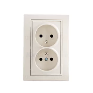 Kanlux Gniazdo zasilające podwójne francuskie, kompletne, ochrona styków DOMO 01-1260-103 kr 24797 - Gniazdka elektryczne - miniaturka - grafika 1