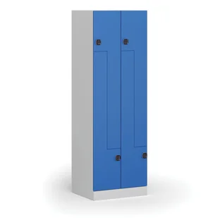 Szafka ubraniowa Z, 4-drzwiowa, 1850 x 600 x 500 mm, zamek kodowy, drzwi niebieskie - Szafki BHP - miniaturka - grafika 1