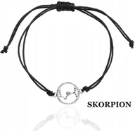 Bransoletki - SREBRNA bransoletka sznurkowa konstelacja SKORPION znak zodiaku 925 kolory - miniaturka - grafika 1