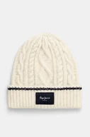 Czapki damskie - Pepe Jeans czapka WANDA HAT kolor biały z grubej dzianiny PL040359 - miniaturka - grafika 1