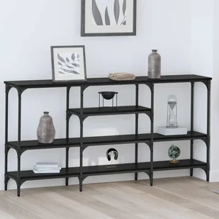 vidaXL Konsola Czarny dąb 160 x 29 x 80 cm Materiał drewnopochodny - Konsole i sekretarzyki - miniaturka - grafika 1