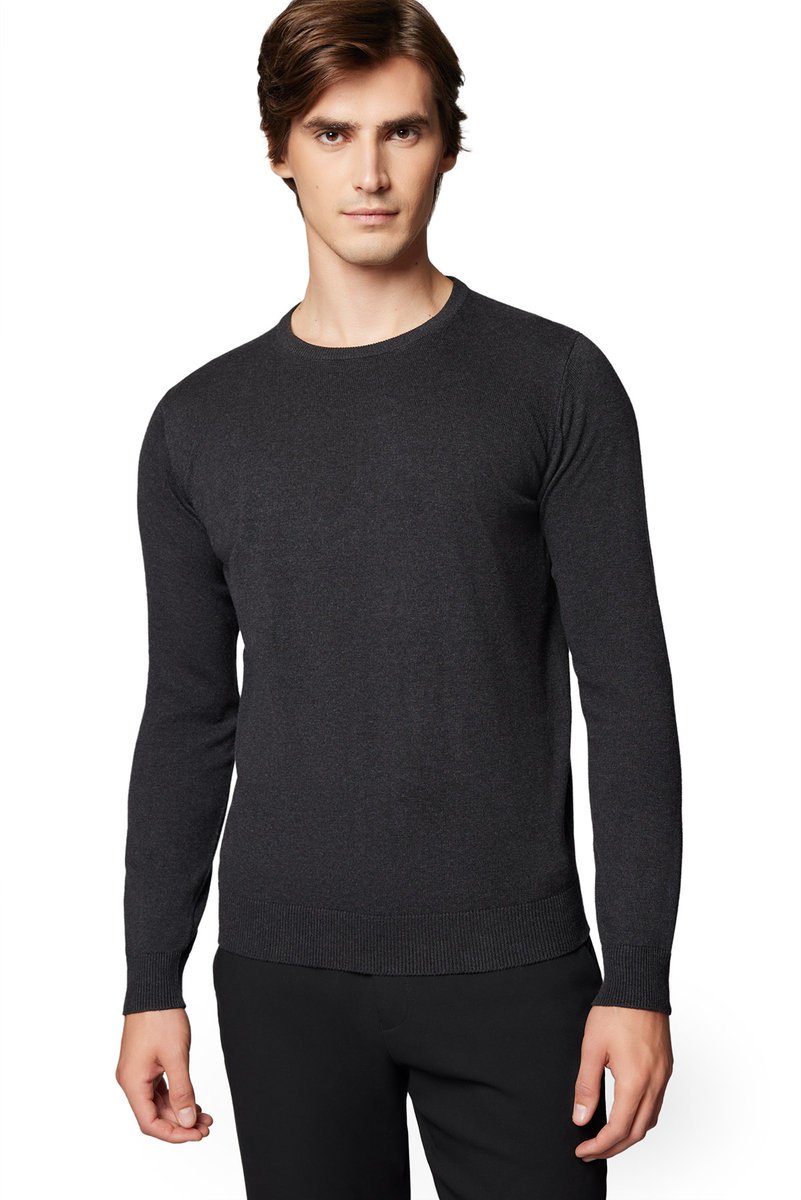 Sweter Męski Ciemnoszary Bawełniany O-neck Próchnik PM8 2XL