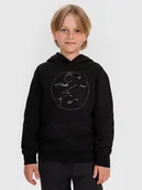 Bluzy dla chłopców - 4F Bluza dresowa nierozpinana z kapturem chłopięca - czarna 122 (6-7 lat) - miniaturka - grafika 1