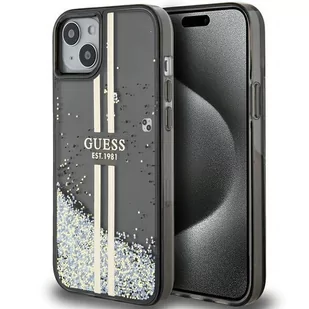 Etui Guess GUHCP15SLFCSEGK Apple iPhone 15 / 14 / 13 hardcase Liquid Glitter Gold Stripes czarny/black - Etui i futerały do telefonów - miniaturka - grafika 1
