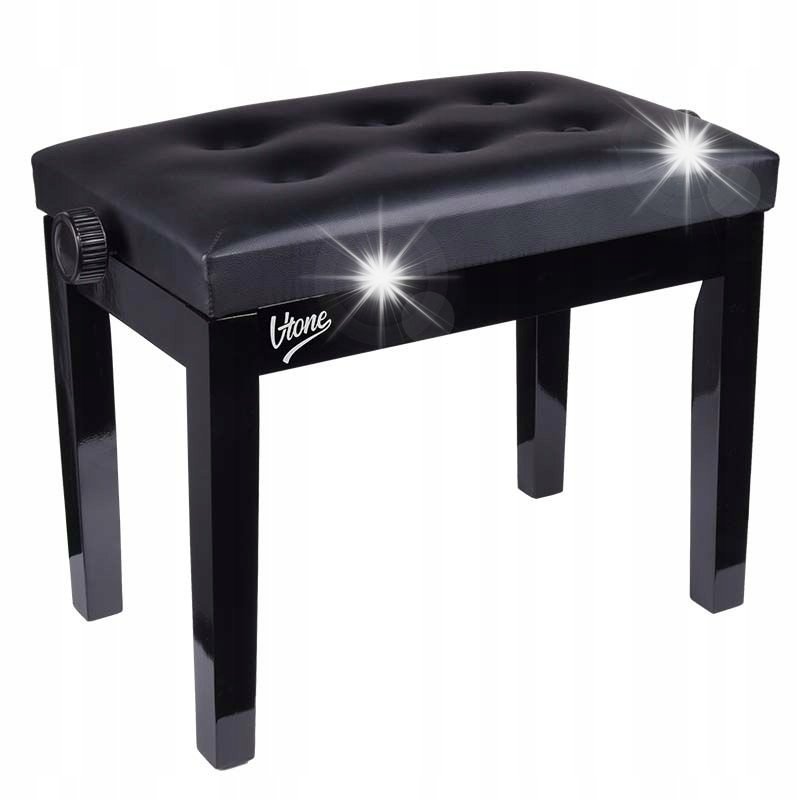 ŁAWA DO PIANINA FORTEPIANU CZARNA SOLIDNA STABILNA REGULOWANA DREWNIANA